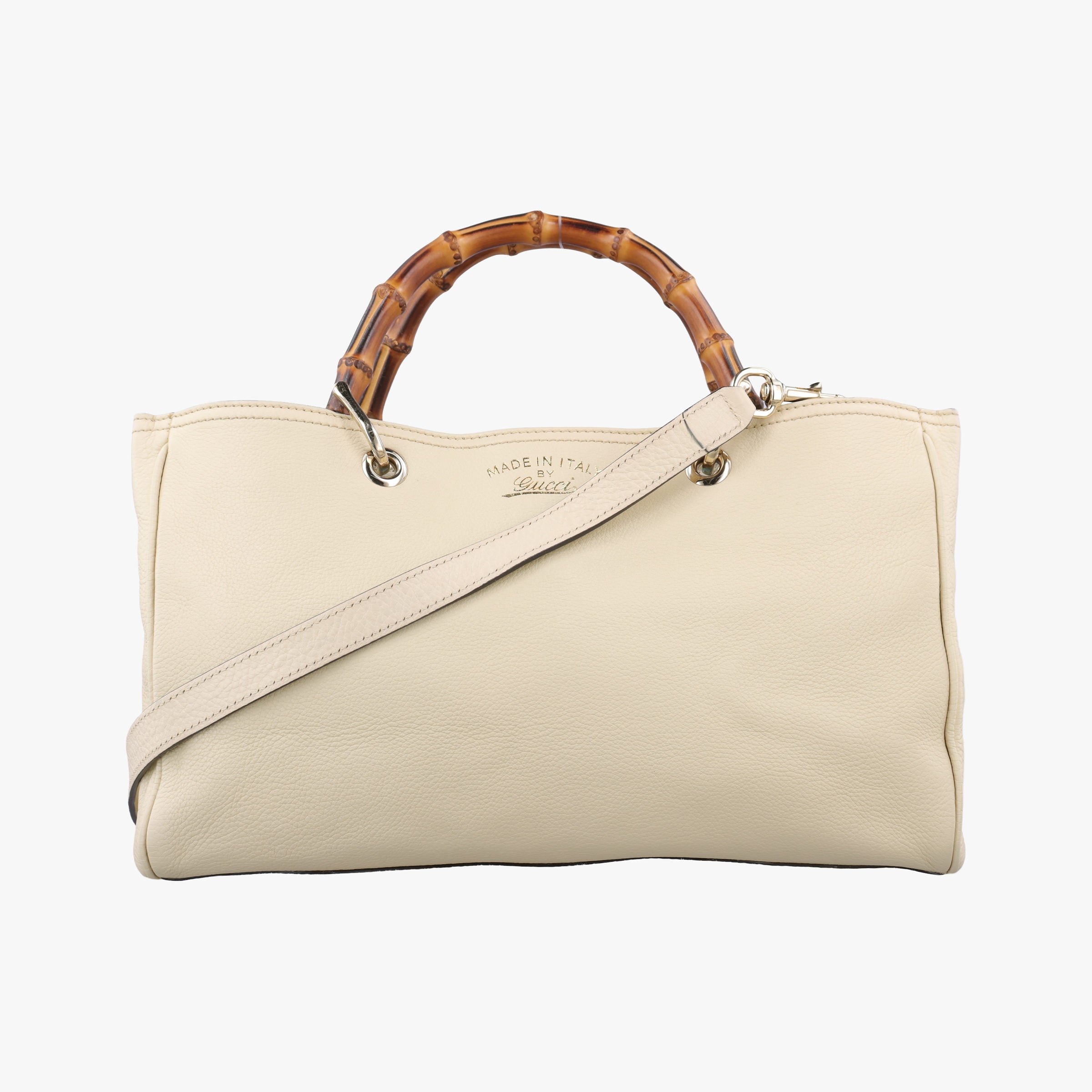 Pre-owned Gucci Bamboo Shopper White Leather 323660 shoulderbag | stylenewstar