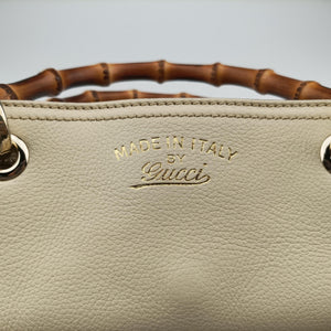 Pre-owned Gucci Bamboo Shopper White Leather 323660 shoulderbag | stylenewstar