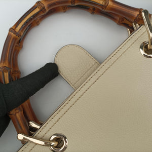 Pre-owned Gucci Bamboo Shopper White Leather 323660 shoulderbag | stylenewstar