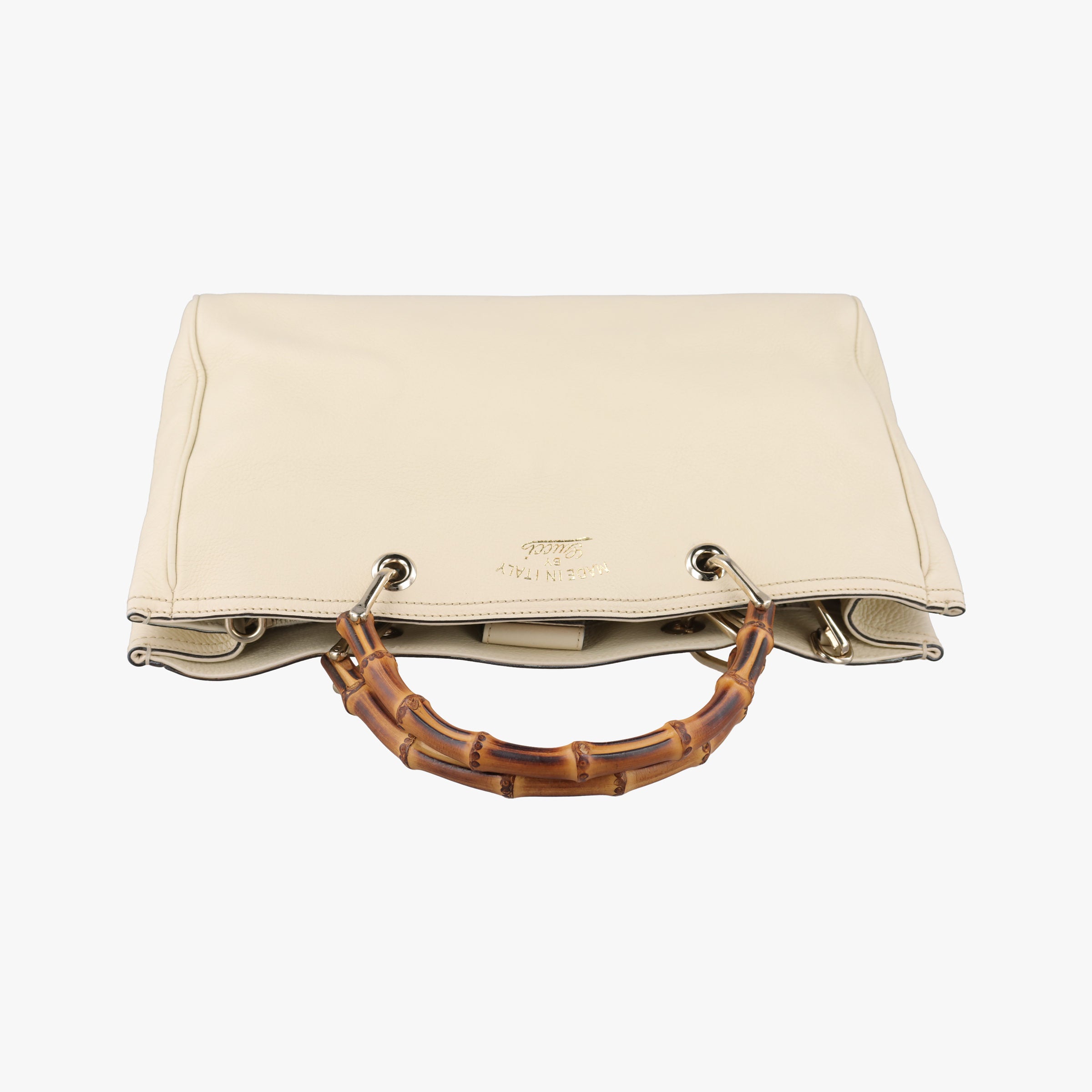 Pre-owned Gucci Bamboo Shopper White Leather 323660 shoulderbag | stylenewstar