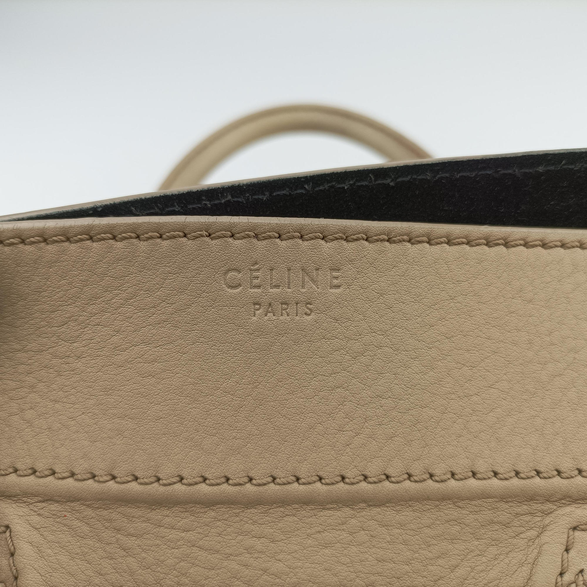Vintage Celine Luggage Small Square Phantom Beige Leather  handbag | stylenewstar