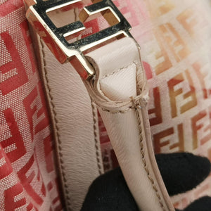 Pre-owned Fendi Zucchino Forever Bauletto Pink×Multicolour canvas×leather 8BL068 handbag | stylenewstar