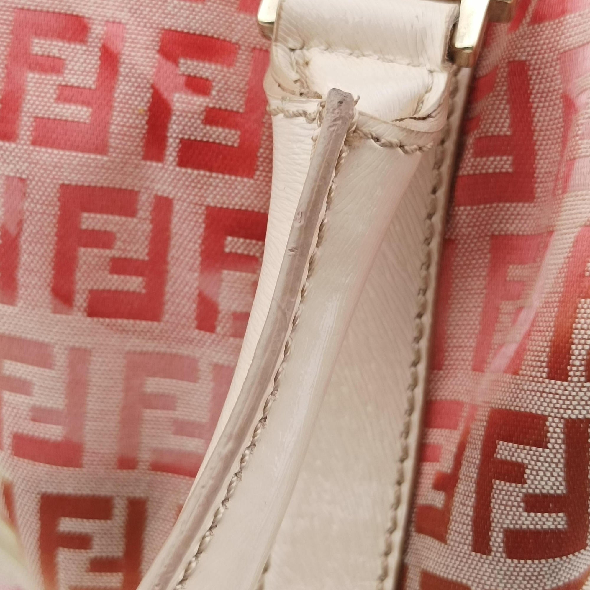 Pre-owned Fendi Zucchino Forever Bauletto Pink×Multicolour canvas×leather 8BL068 handbag | stylenewstar