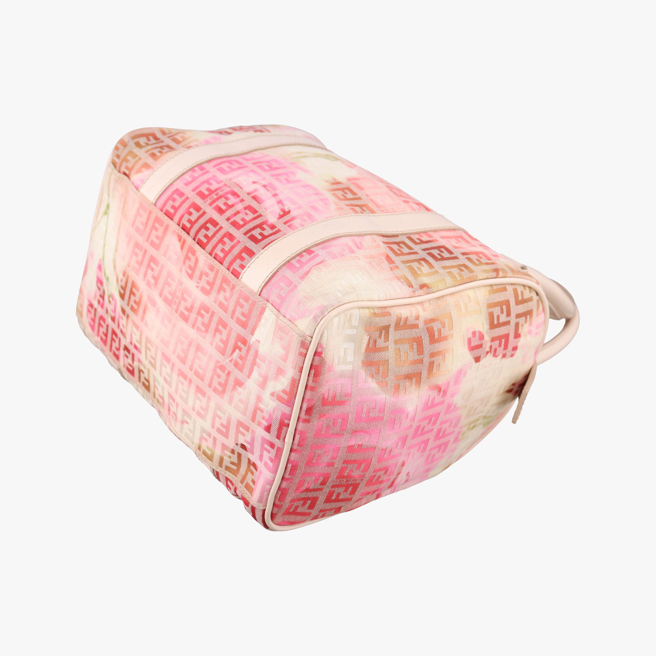 Pre-owned Fendi Zucchino Forever Bauletto Pink×Multicolour canvas×leather 8BL068 handbag | stylenewstar