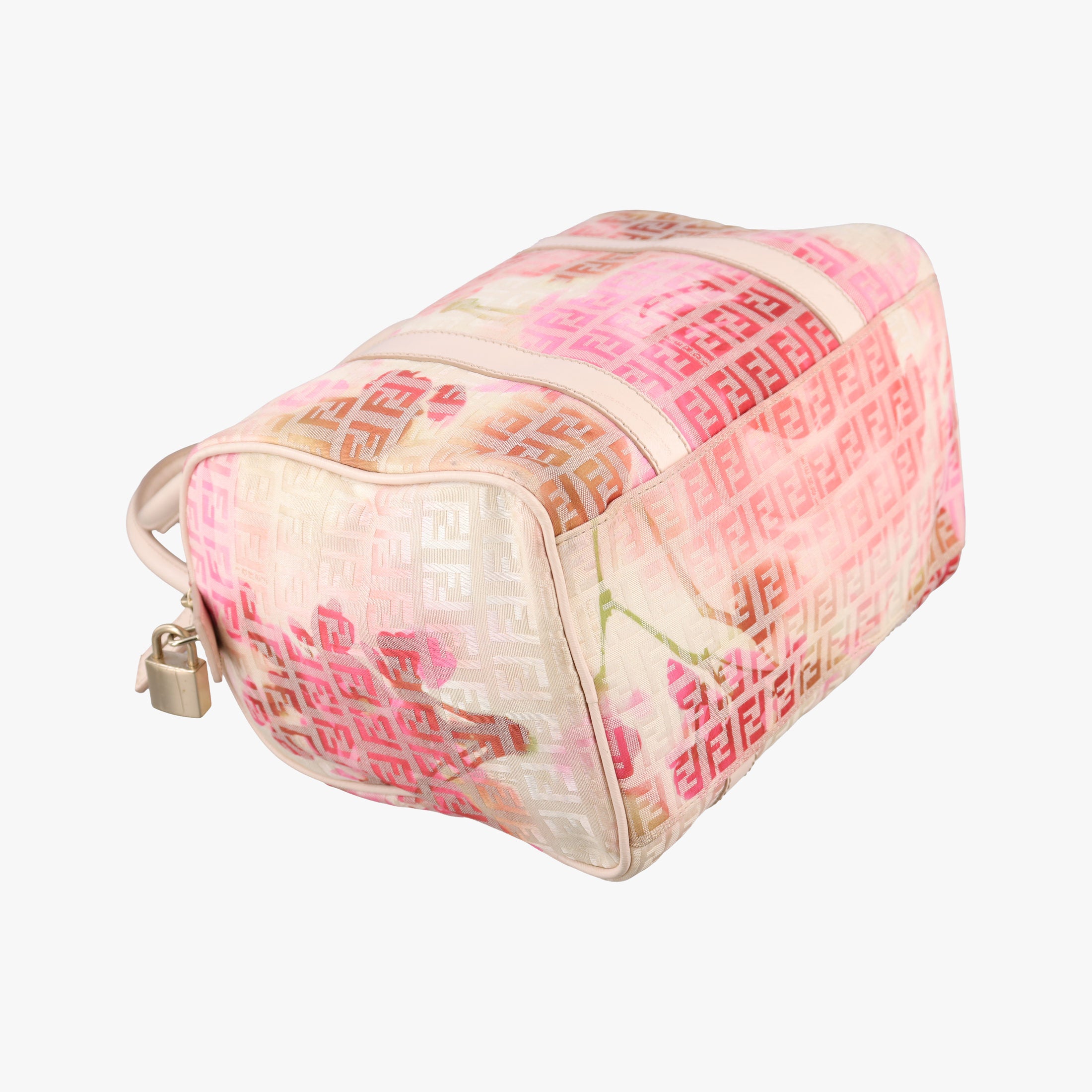Pre-owned Fendi Zucchino Forever Bauletto Pink×Multicolour canvas×leather 8BL068 handbag | stylenewstar