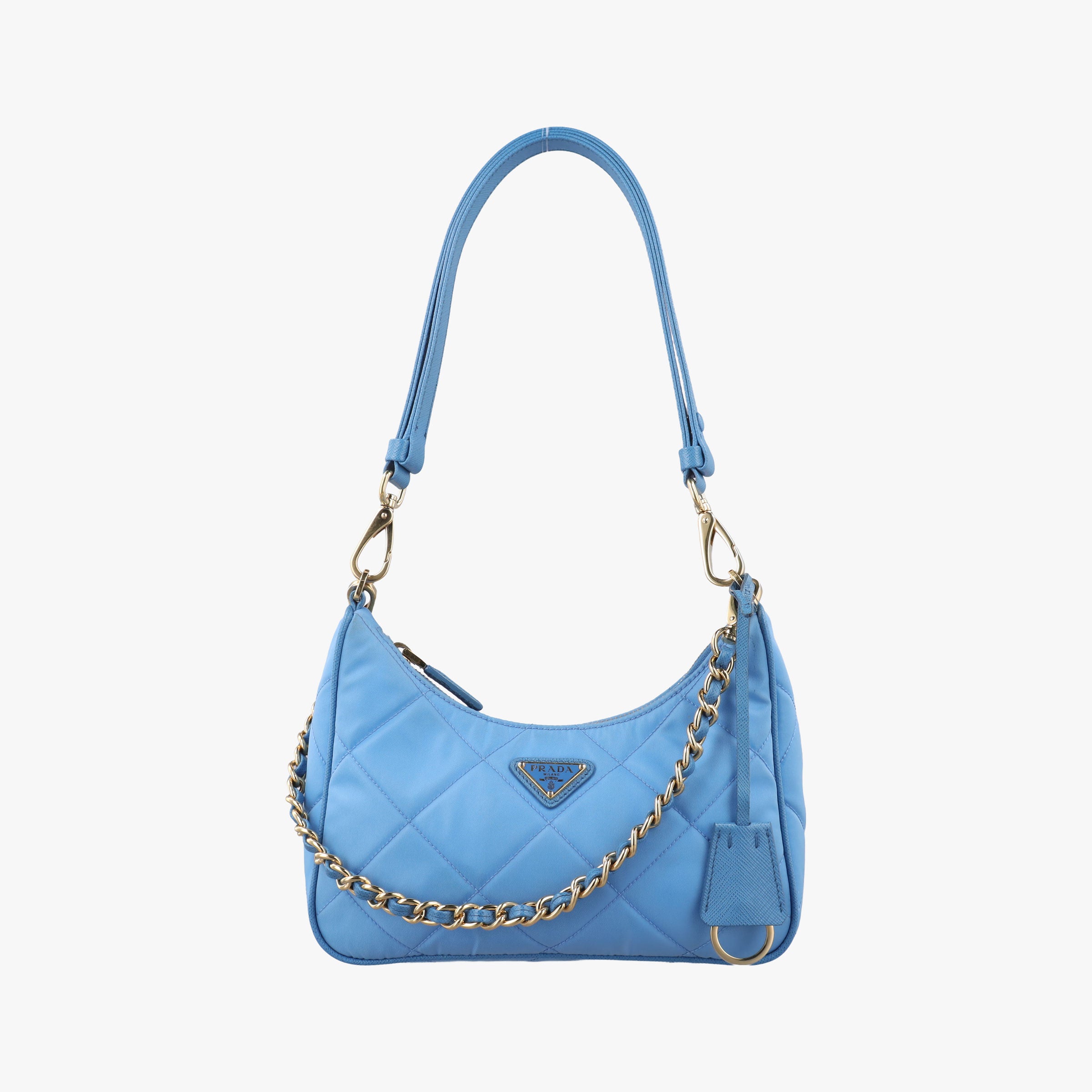 Pre-owned Prada Re-Edition 1995 Re-Nylon Periwinkle Blue Nylon×Saffiano Leather 1BC204 shoulderbag | stylenewstar
