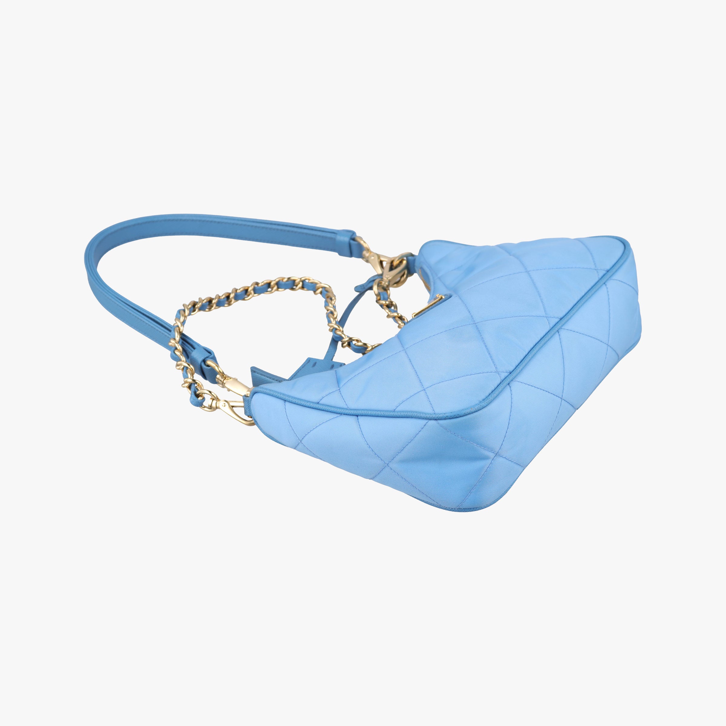 Pre-owned Prada Re-Edition 1995 Re-Nylon Periwinkle Blue Nylon×Saffiano Leather 1BC204 shoulderbag | stylenewstar
