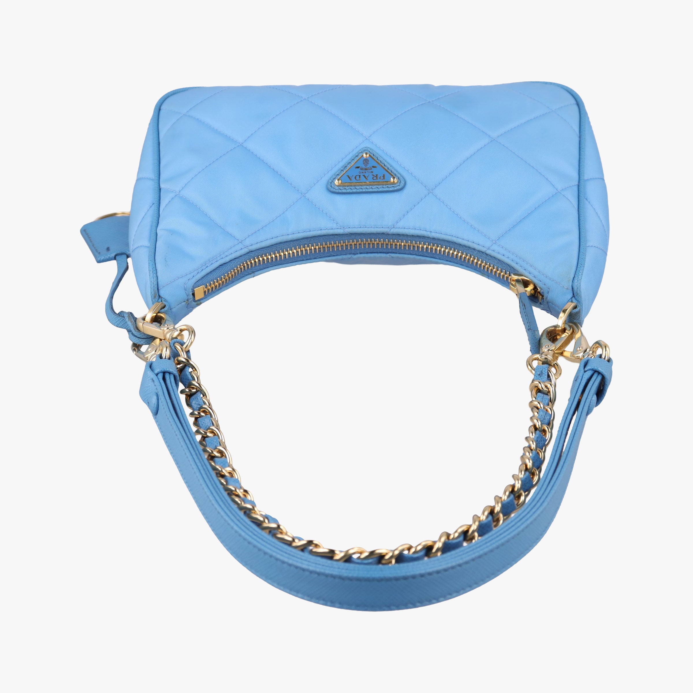 Pre-owned Prada Re-Edition 1995 Re-Nylon Periwinkle Blue Nylon×Saffiano Leather 1BC204 shoulderbag | stylenewstar