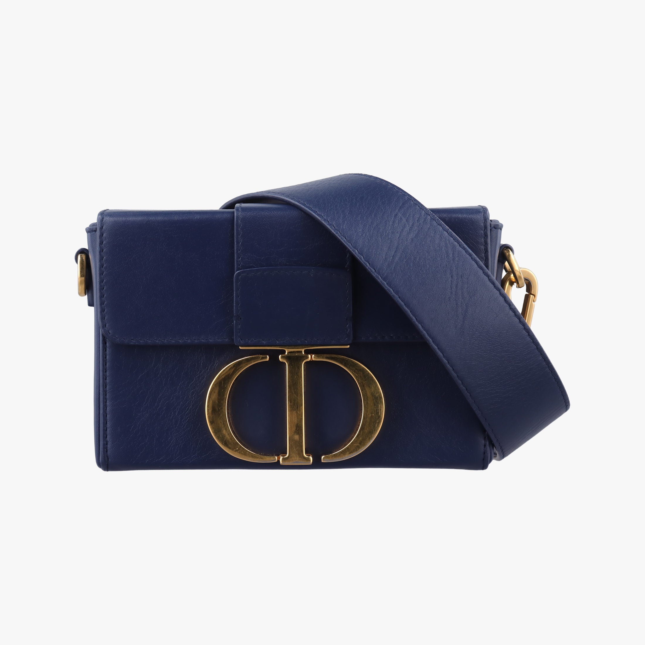 Pre-owned Christian Dior 30 MONTAIGNE Navy Leather  shoulderbag | stylenewstar