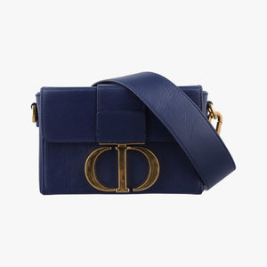 Pre-owned Christian Dior 30 MONTAIGNE Navy Leather  shoulderbag | stylenewstar
