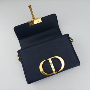 Pre-owned Christian Dior 30 MONTAIGNE Navy Leather  shoulderbag | stylenewstar