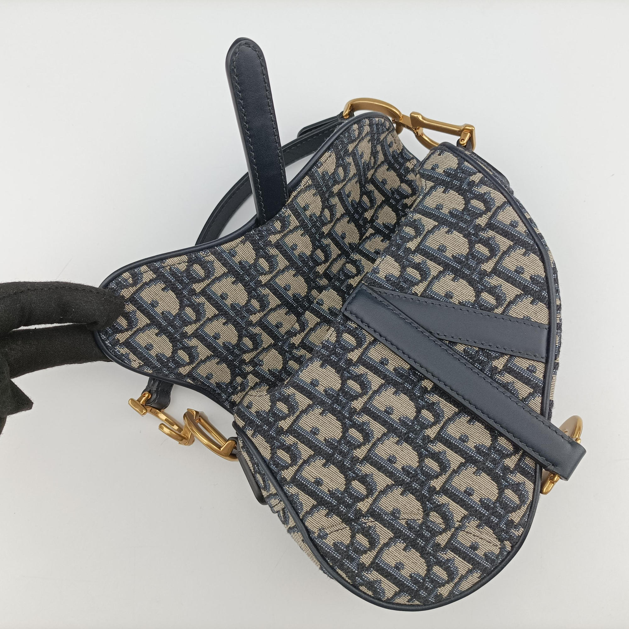 Secondhand Christian Dior Saddle Navy Jacquard  handbag | stylenewstar