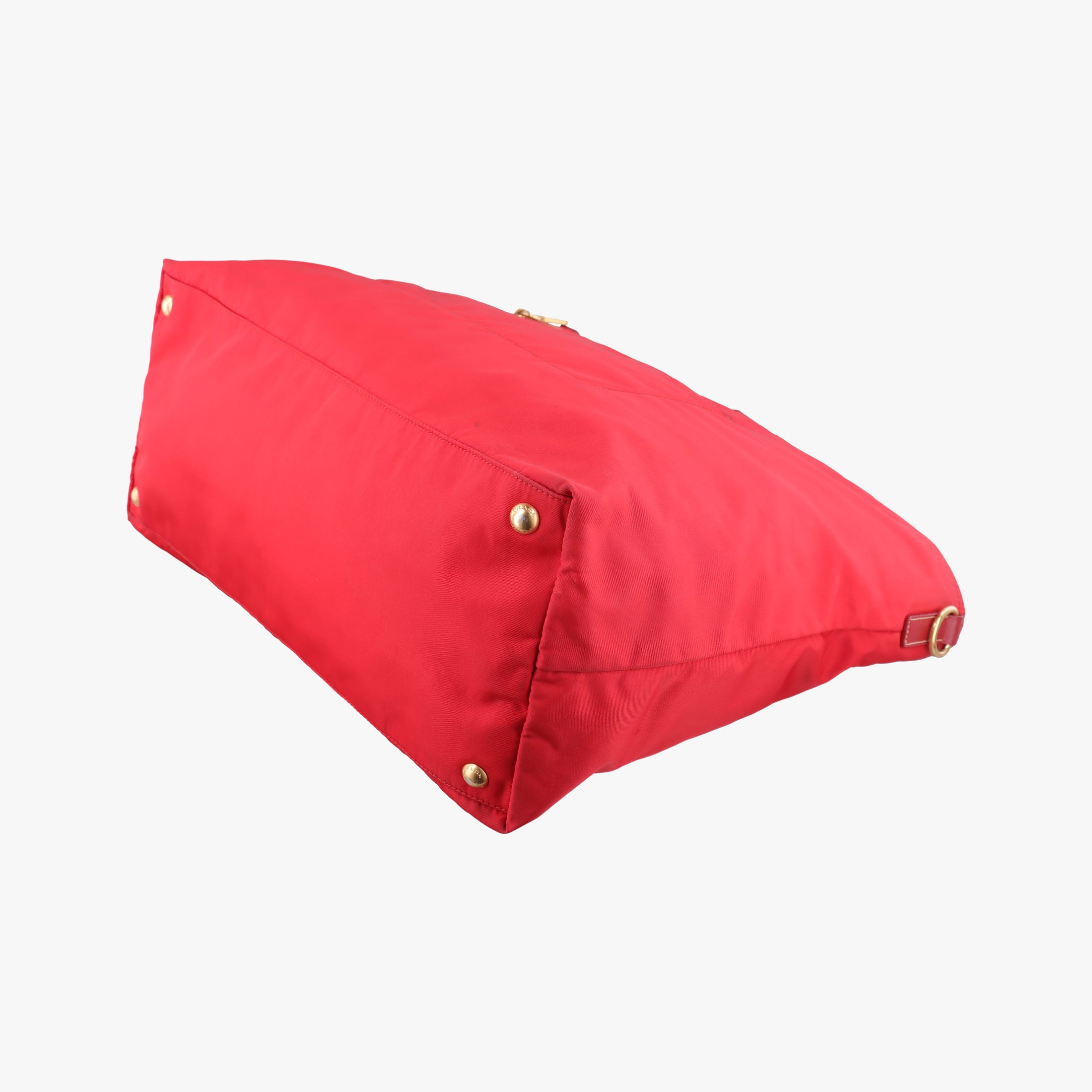 Pre-owned Prada Triangle Logo Red nylon  shoulderbag | stylenewstar
