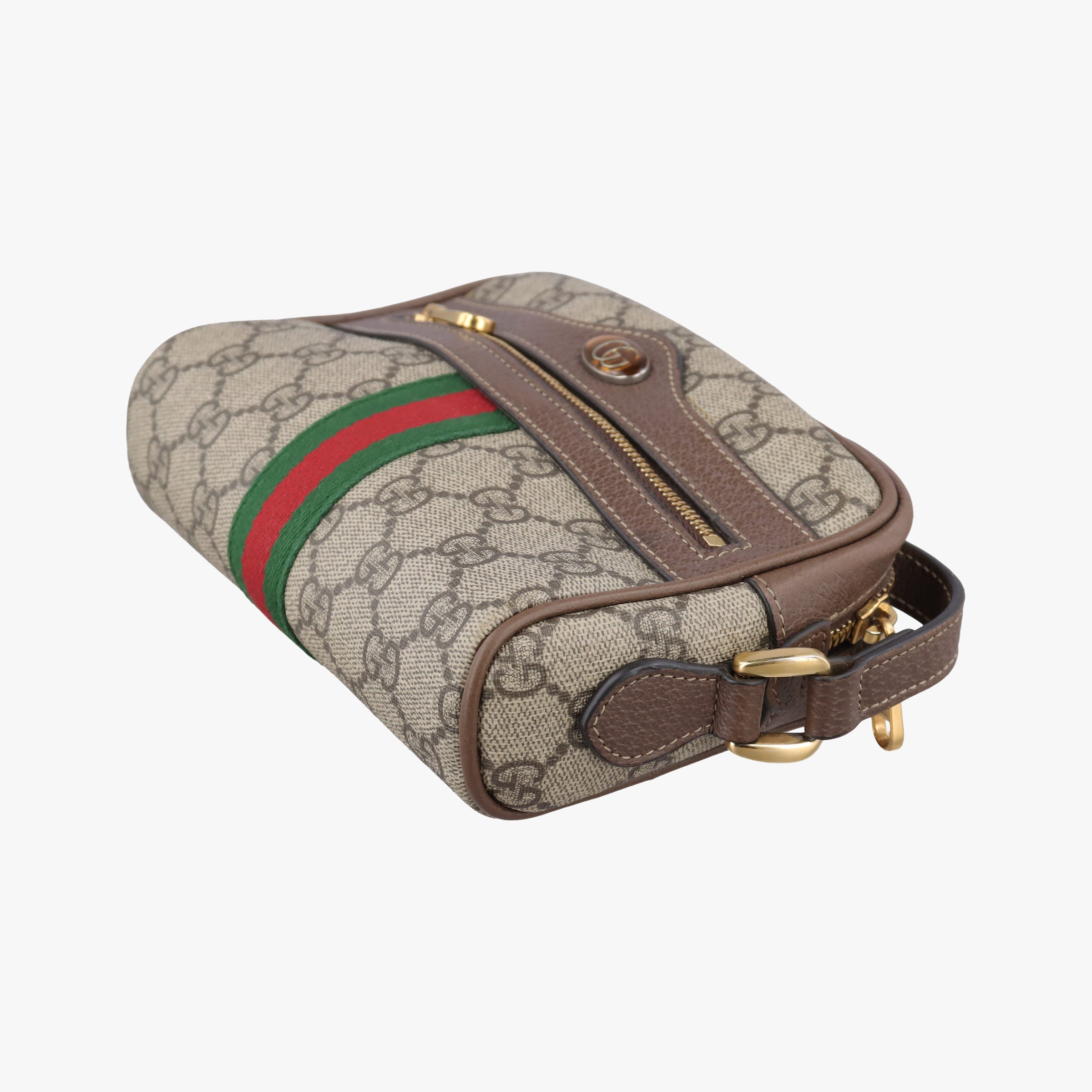 Secondhand Gucci OPHIDIA Brown×red×green PVC coated canvas×leather 517350 shoulderbag | stylenewstar