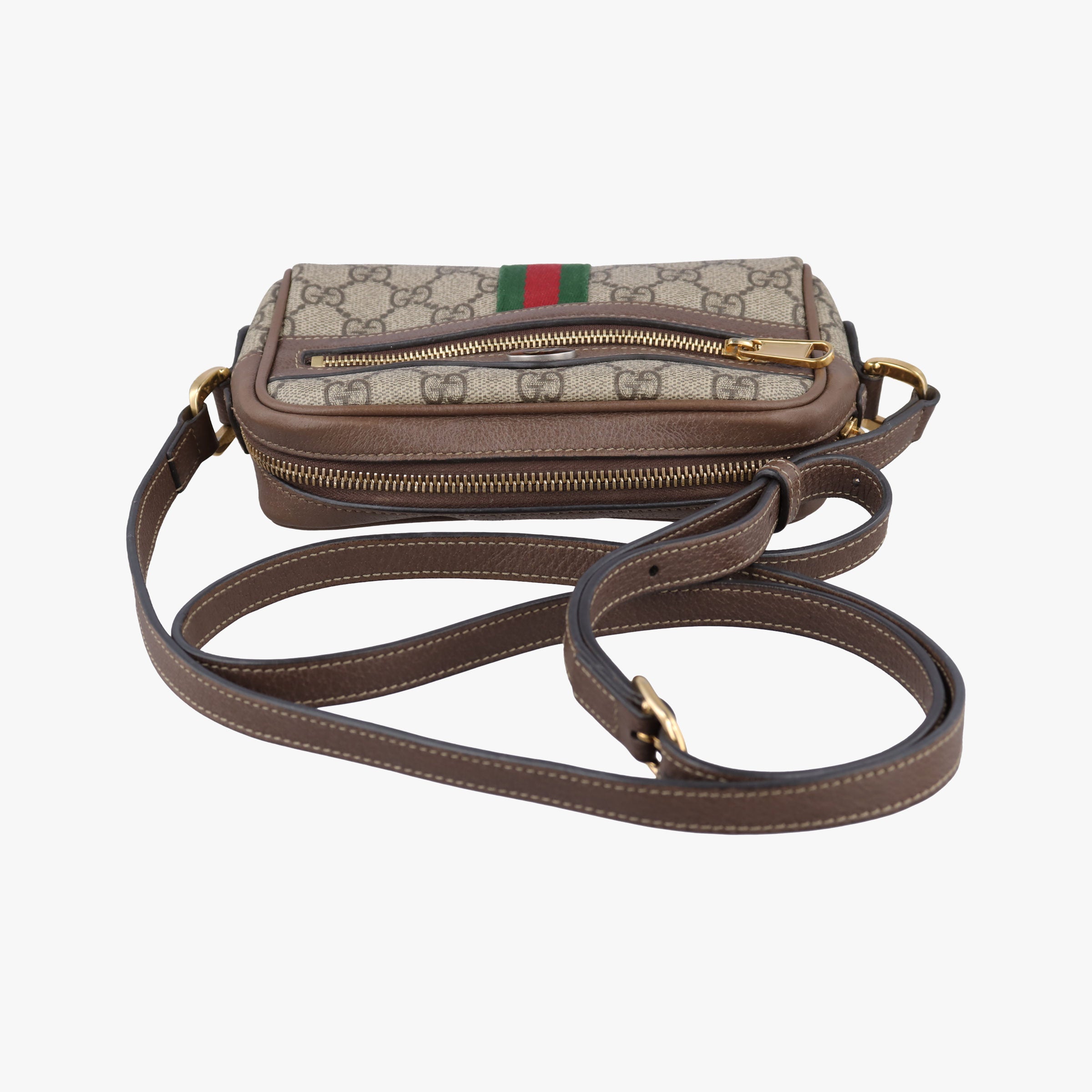 Secondhand Gucci OPHIDIA Brown×red×green PVC coated canvas×leather 517350 shoulderbag | stylenewstar