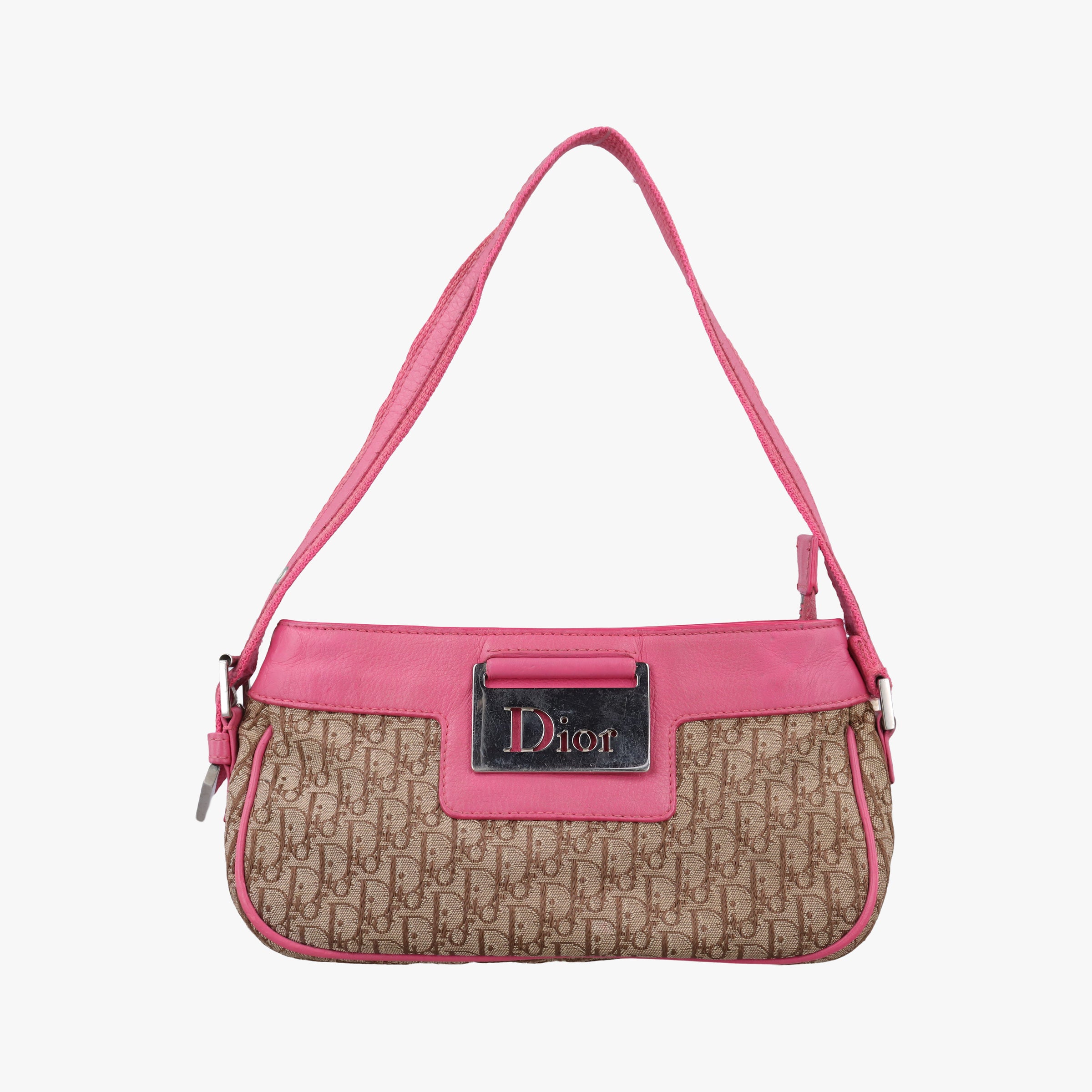 Pre-owned Christian Dior Street Chic Trotter Beige × Rose Red Canvas×Leather  handbag | stylenewstar