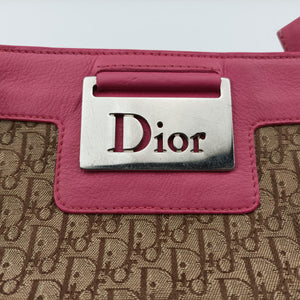 Pre-owned Christian Dior Street Chic Trotter Beige × Rose Red Canvas×Leather  handbag | stylenewstar
