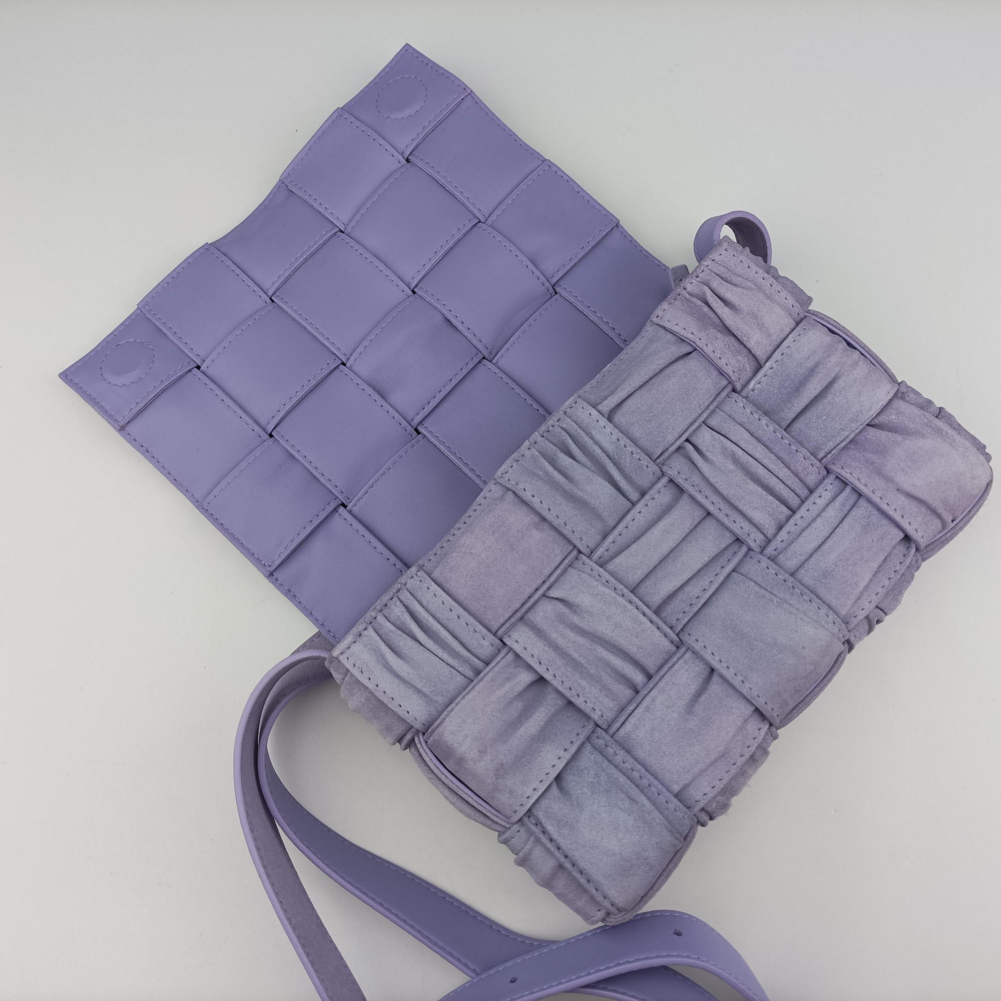 Vintage Bottega Veneta Padded Cassette Purple Suede  shoulderbag | stylenewstar