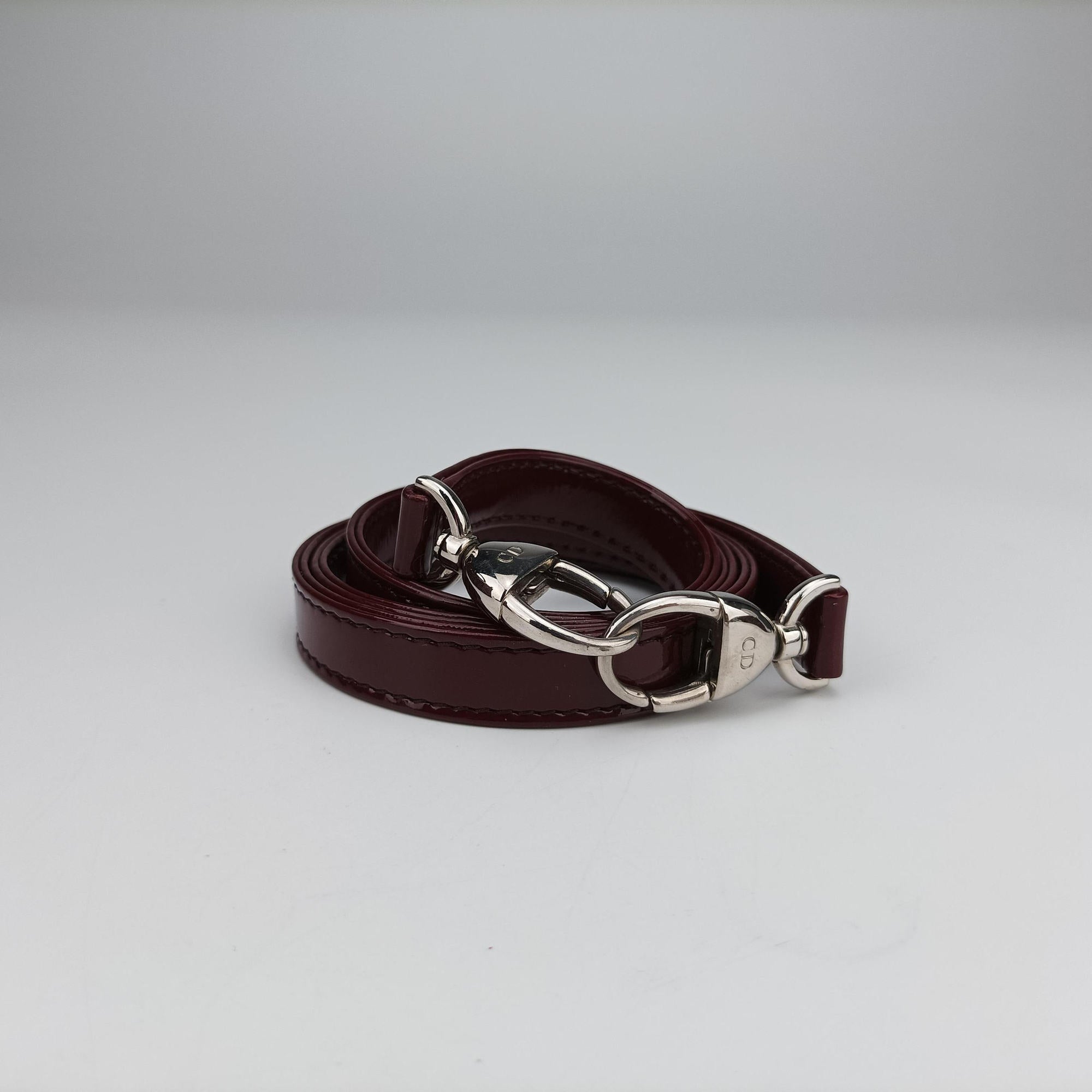 Pre-owned Christian Dior Lady Dior Burgundy patent  shoulderbag | stylenewstar