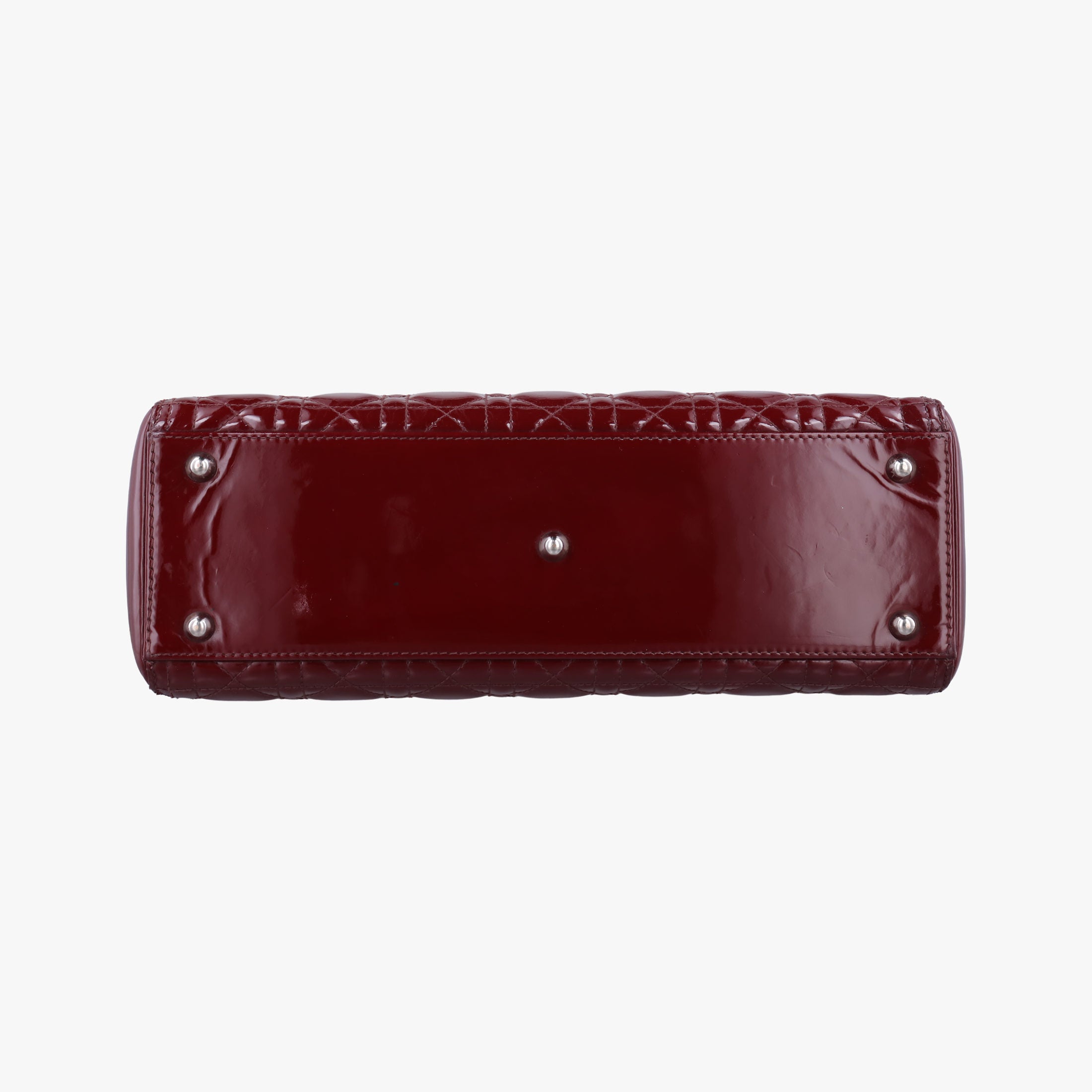 Pre-owned Christian Dior Lady Dior Burgundy patent  shoulderbag | stylenewstar