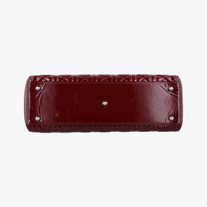 Pre-owned Christian Dior Lady Dior Burgundy patent  shoulderbag | stylenewstar