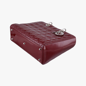 Pre-owned Christian Dior Lady Dior Burgundy patent  shoulderbag | stylenewstar