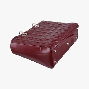 Pre-owned Christian Dior Lady Dior Burgundy patent  shoulderbag | stylenewstar