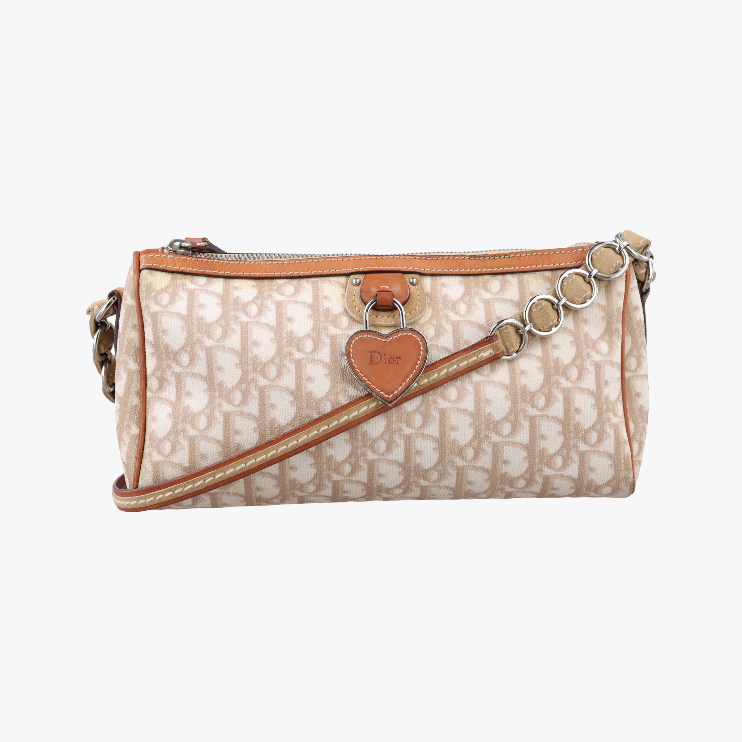Pre-owned Christian Dior Trotter Romantic Beige×brown PVC coated canvas×Leather  shoulderbag | stylenewstar
