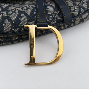 Vintage Christian Dior Saddle Navy×Gray Jacquard  handbag | stylenewstar