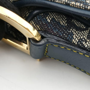 Vintage Christian Dior Saddle Navy×Gray Jacquard  handbag | stylenewstar