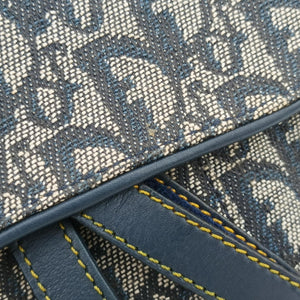 Vintage Christian Dior Saddle Navy×Gray Jacquard  handbag | stylenewstar