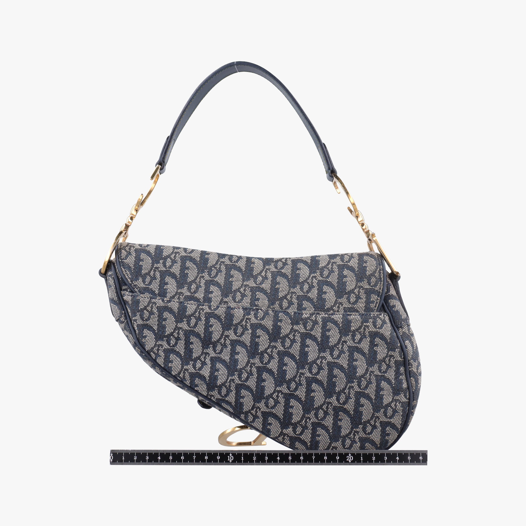 Vintage Christian Dior Saddle Navy×Gray Jacquard  handbag | stylenewstar