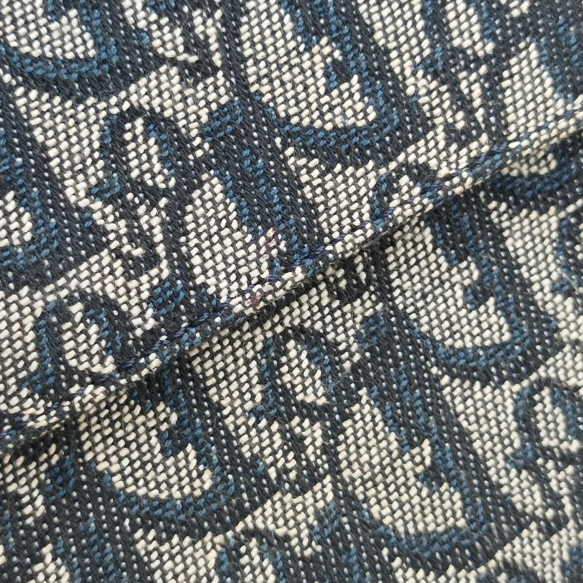 Vintage Christian Dior Saddle Navy×Gray Jacquard  handbag | stylenewstar