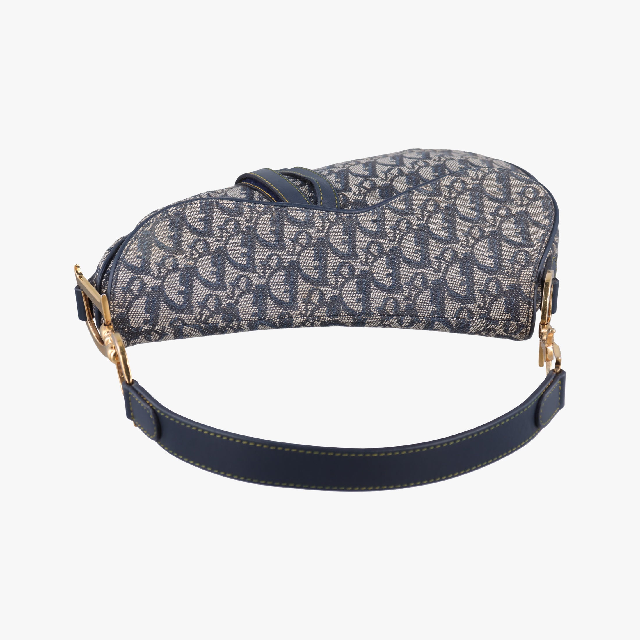 Vintage Christian Dior Saddle Navy×Gray Jacquard  handbag | stylenewstar