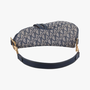 Vintage Christian Dior Saddle Navy×Gray Jacquard  handbag | stylenewstar
