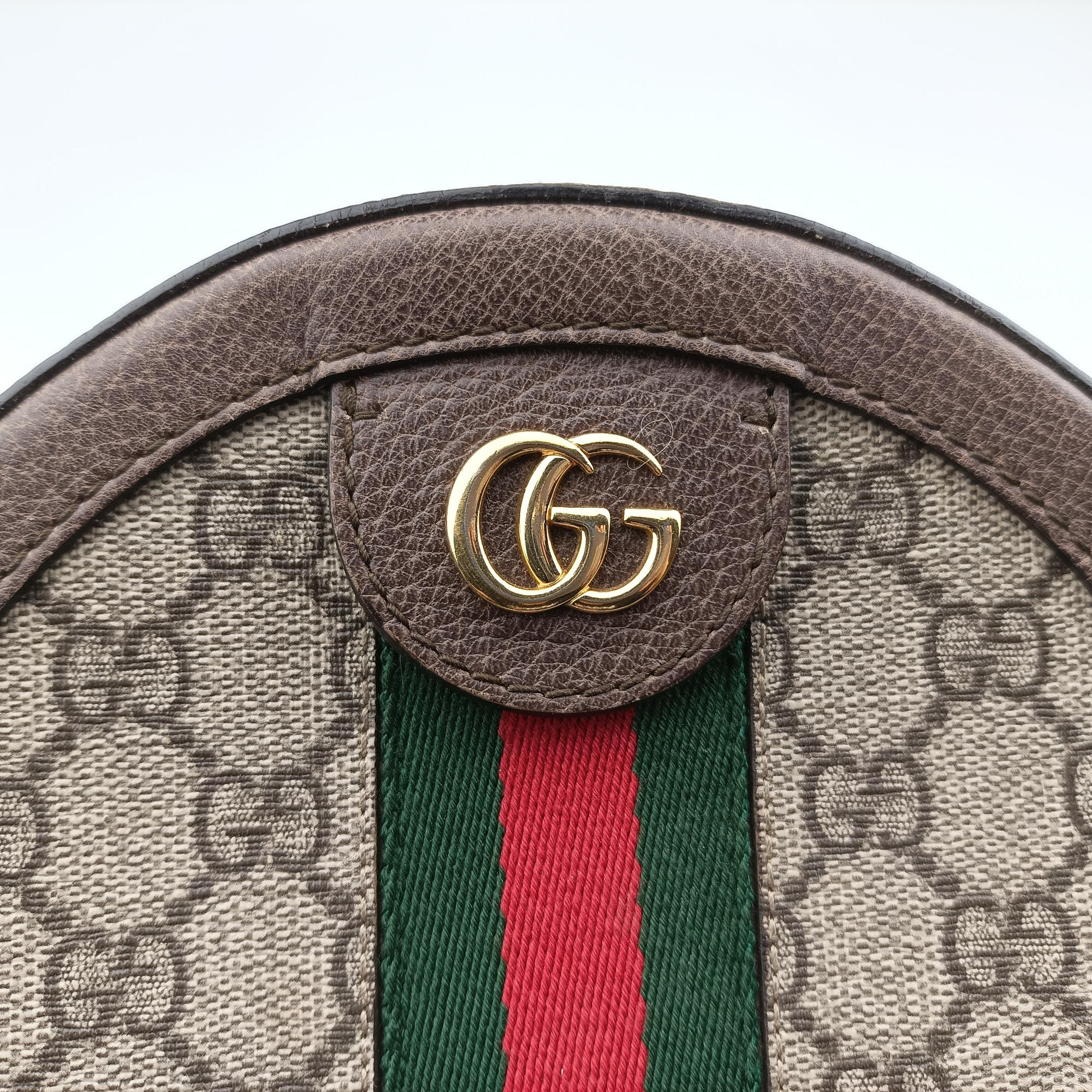 Pre-owned Gucci Ophidia Brown×beige×multi PVC coated canvas×Leather 550618 shoulderbag | stylenewstar
