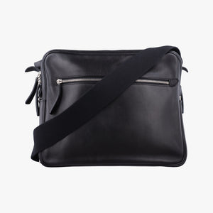 Pre-owned Hermes Hebdo Reporter Black Evergrain Leather  shoulderbag | stylenewstar