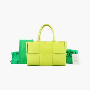 Pre-owned Bottega Veneta THE ARCO Tote Yellow lambskin  handbag | stylenewstar