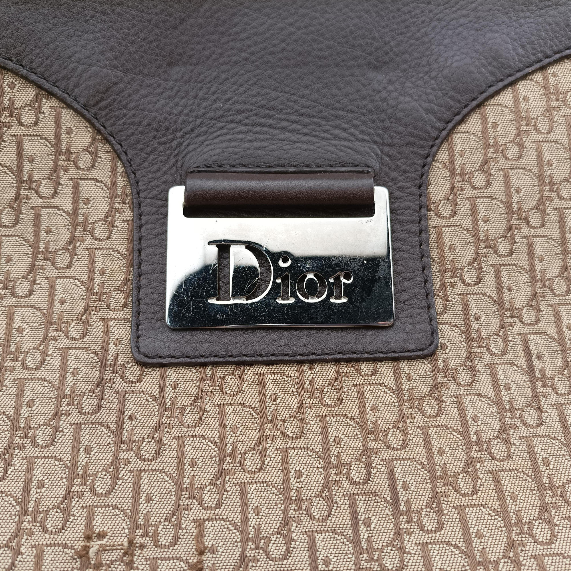 Pre-owned Christian Dior Street Chic Messenger Brown ×Beige Jacquard Canvas×Leather  shoulderbag | stylenewstar