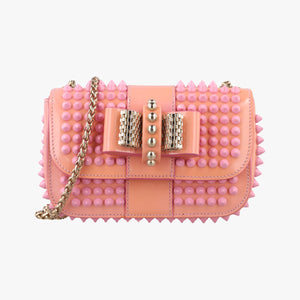 Pre-owned Christian Louboutin Sweet Charity Scarabe Spike Pink Leather  shoulderbag | stylenewstar