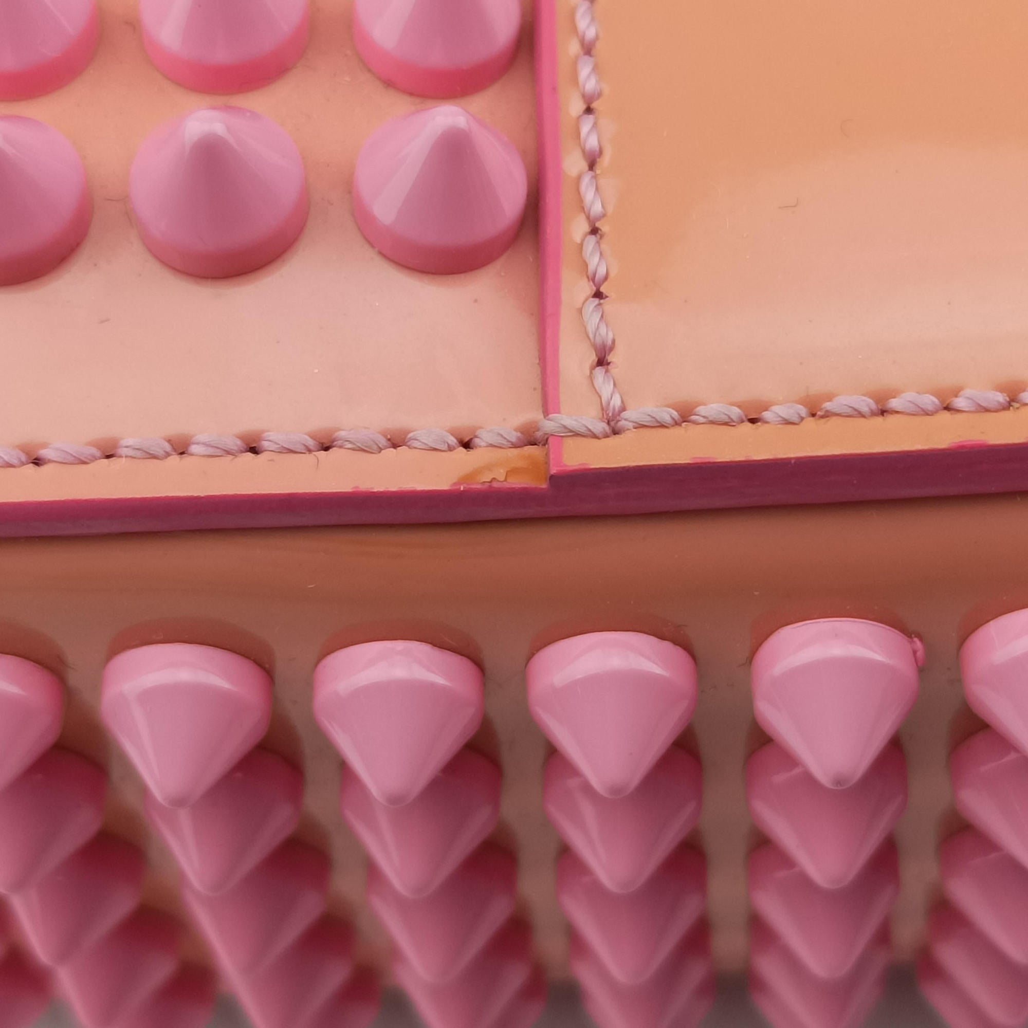 Pre-owned Christian Louboutin Sweet Charity Scarabe Spike Pink Leather  shoulderbag | stylenewstar