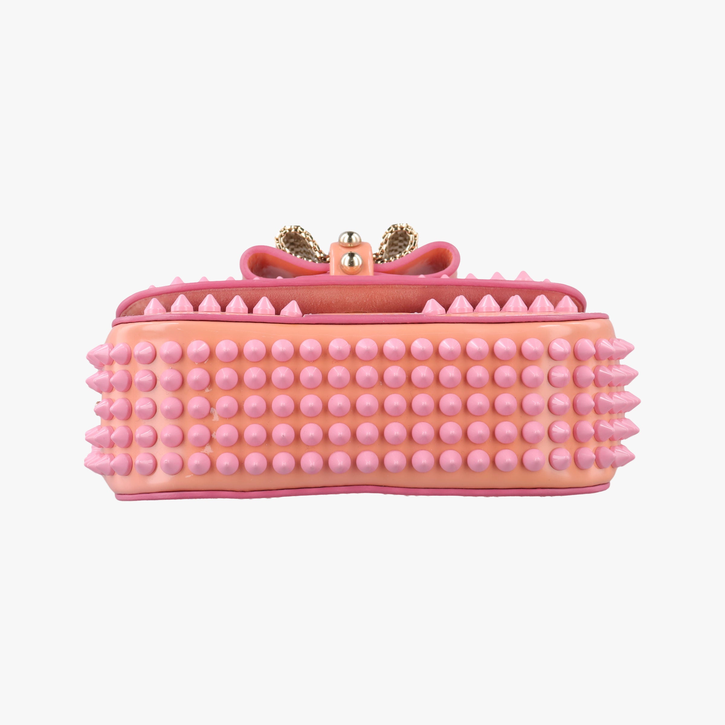 Pre-owned Christian Louboutin Sweet Charity Scarabe Spike Pink Leather  shoulderbag | stylenewstar
