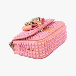 Pre-owned Christian Louboutin Sweet Charity Scarabe Spike Pink Leather  shoulderbag | stylenewstar