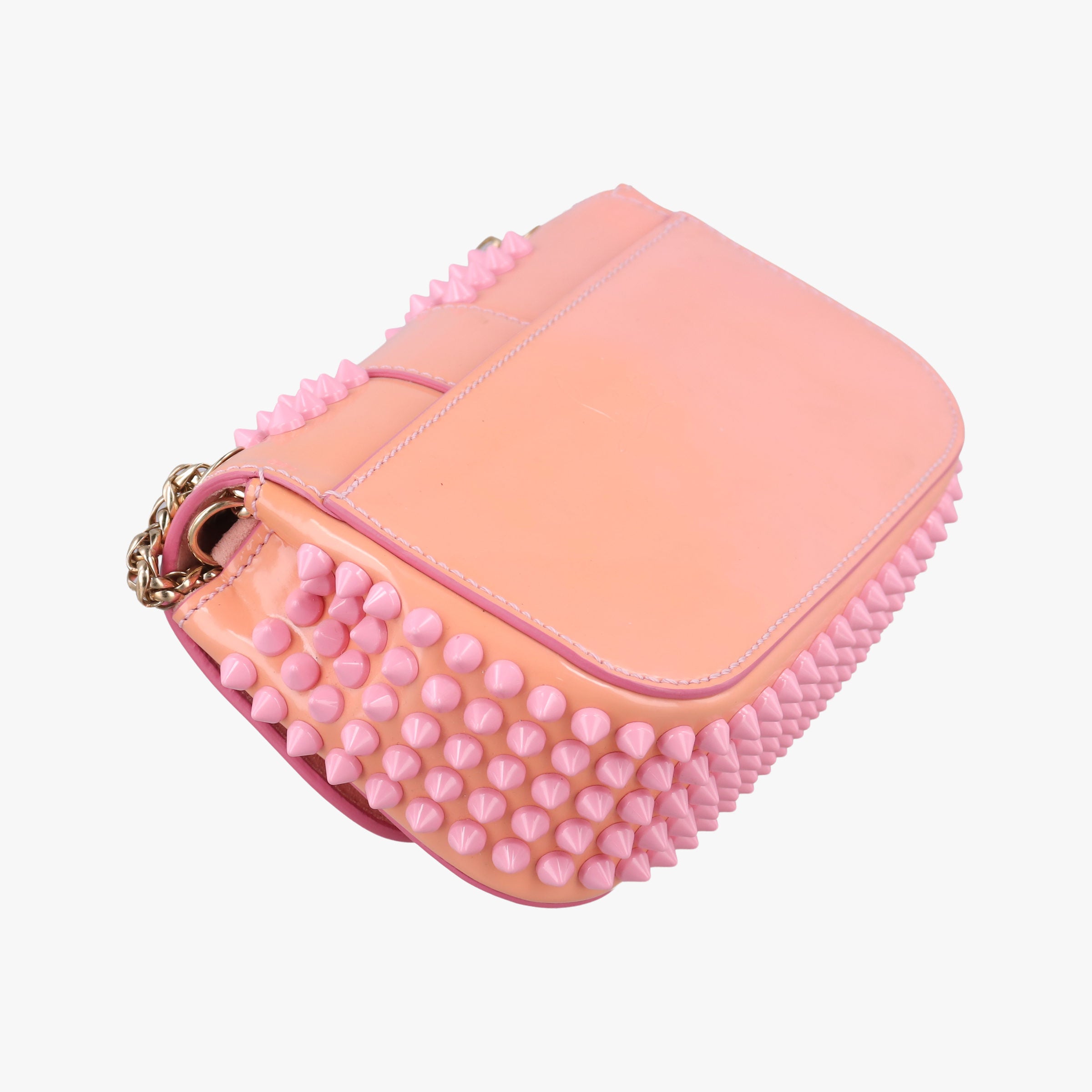 Pre-owned Christian Louboutin Sweet Charity Scarabe Spike Pink Leather  shoulderbag | stylenewstar