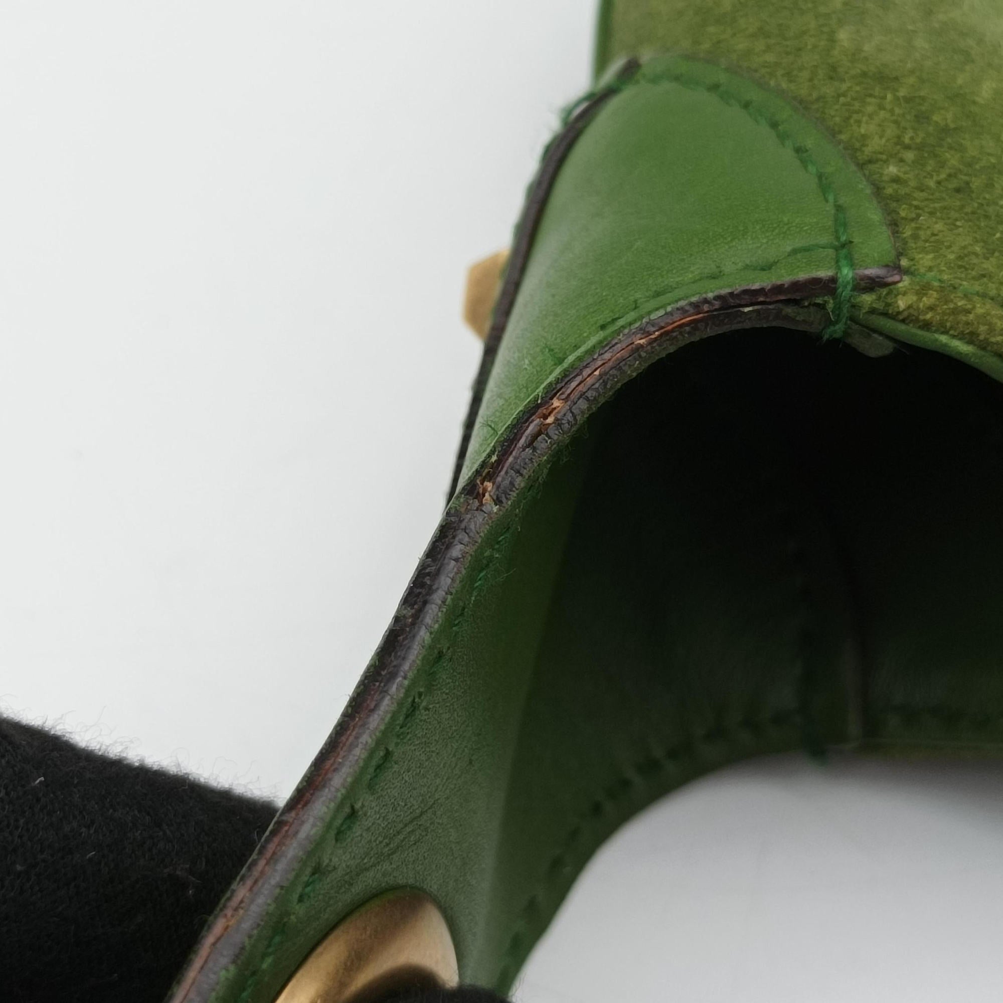 Secondhand Gucci Piston Lock Jackie Hobo Green Suede × Canvas 120885 shoulderbag | stylenewstar