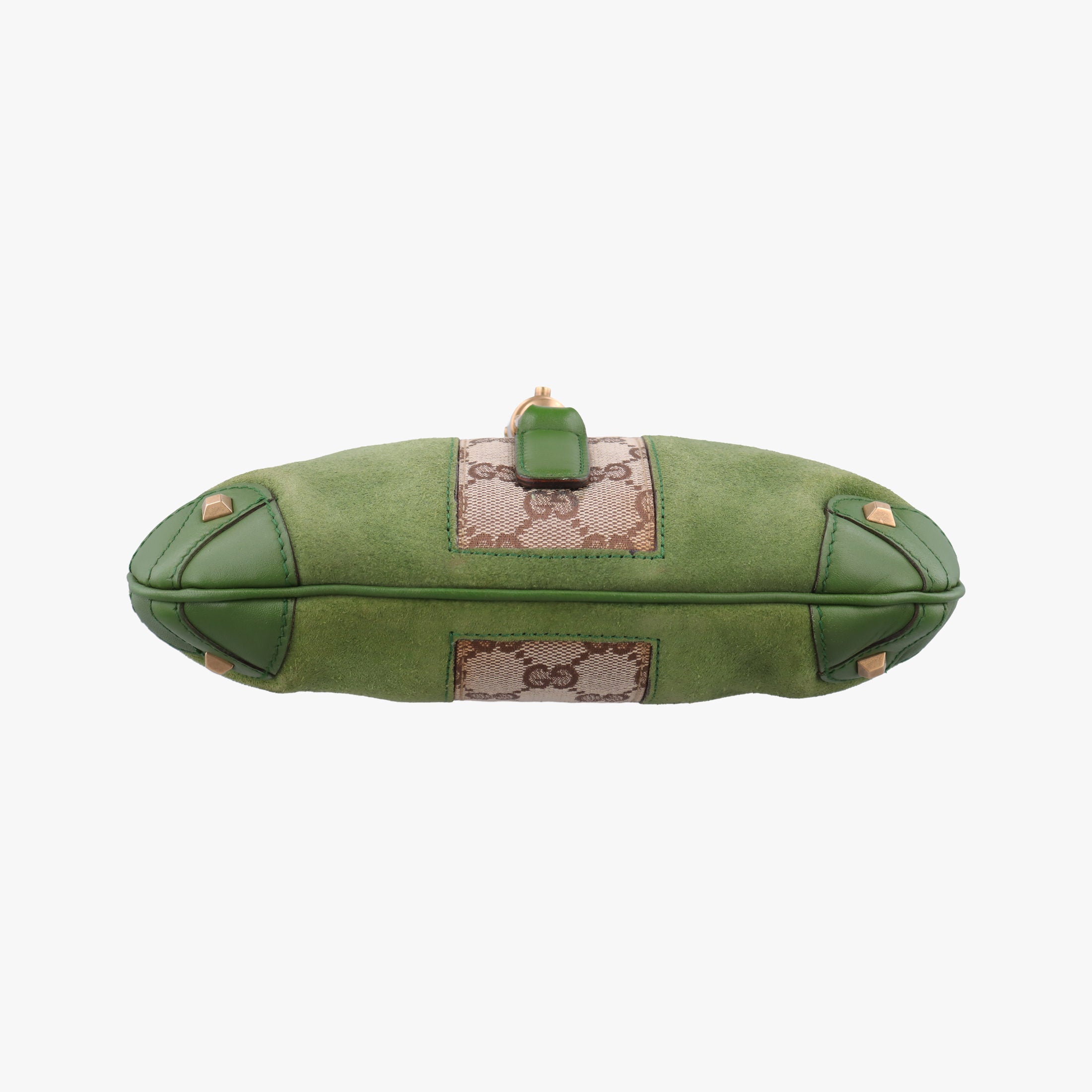 Secondhand Gucci Piston Lock Jackie Hobo Green Suede × Canvas 120885 shoulderbag | stylenewstar