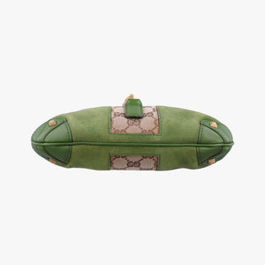 Secondhand Gucci Piston Lock Jackie Hobo Green Suede × Canvas 120885 shoulderbag | stylenewstar