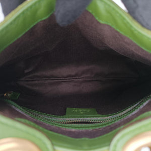 Secondhand Gucci Piston Lock Jackie Hobo Green Suede × Canvas 120885 shoulderbag | stylenewstar