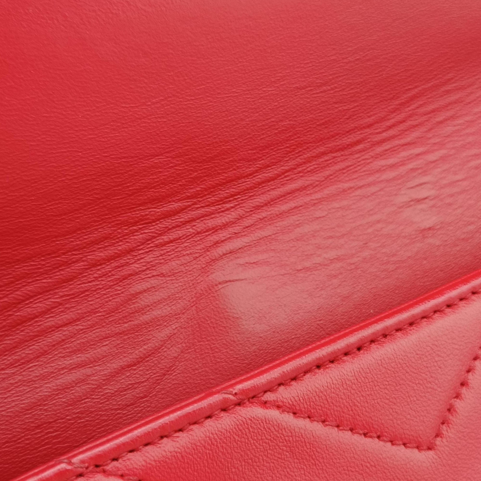 Pre-owned Yves Saint Laurent Monogram Envelope Red Leather 381668 shoulderbag | stylenewstar