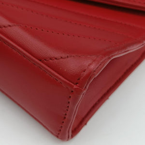 Pre-owned Yves Saint Laurent Monogram Envelope Red Leather 381668 shoulderbag | stylenewstar